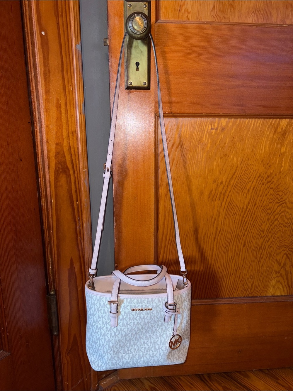 Michael Kors Pale Pink MK Signature Crossbody Bag